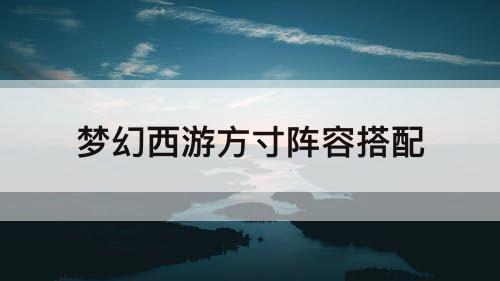 梦幻西游方寸阵容搭配