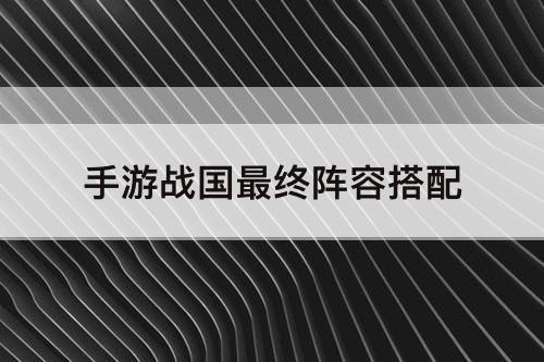 手游战国最终阵容搭配