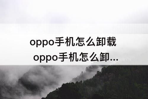 oppo手机怎么卸载 oppo手机怎么卸载应用