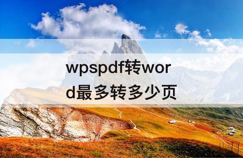 wpspdf转word最多转多少页